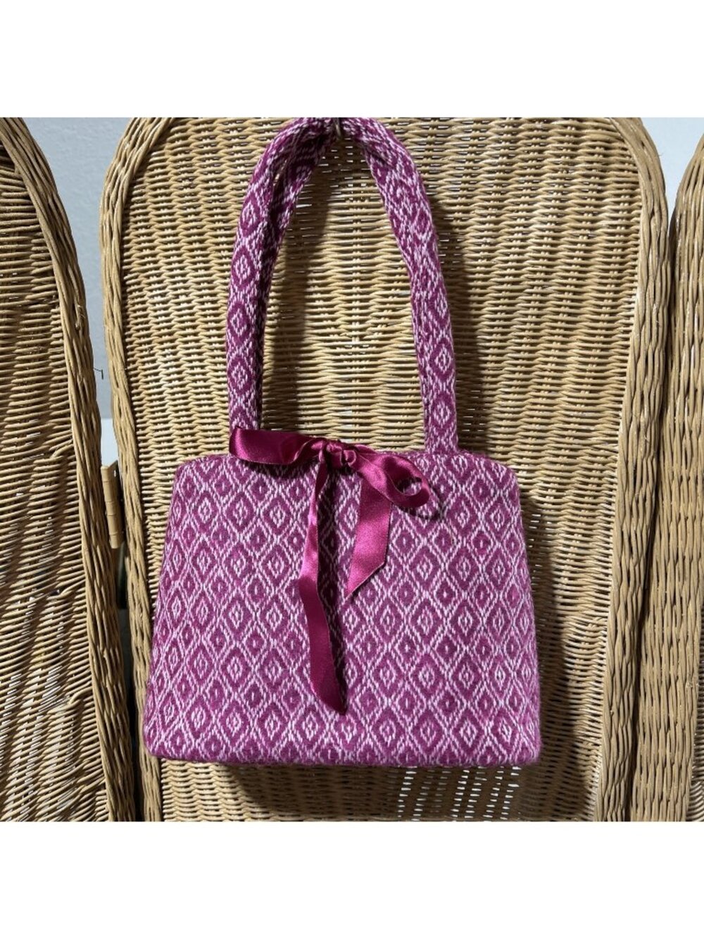 handcrafted purple wool blend handbag from Boyne Valley Weavers Purse Ireland
